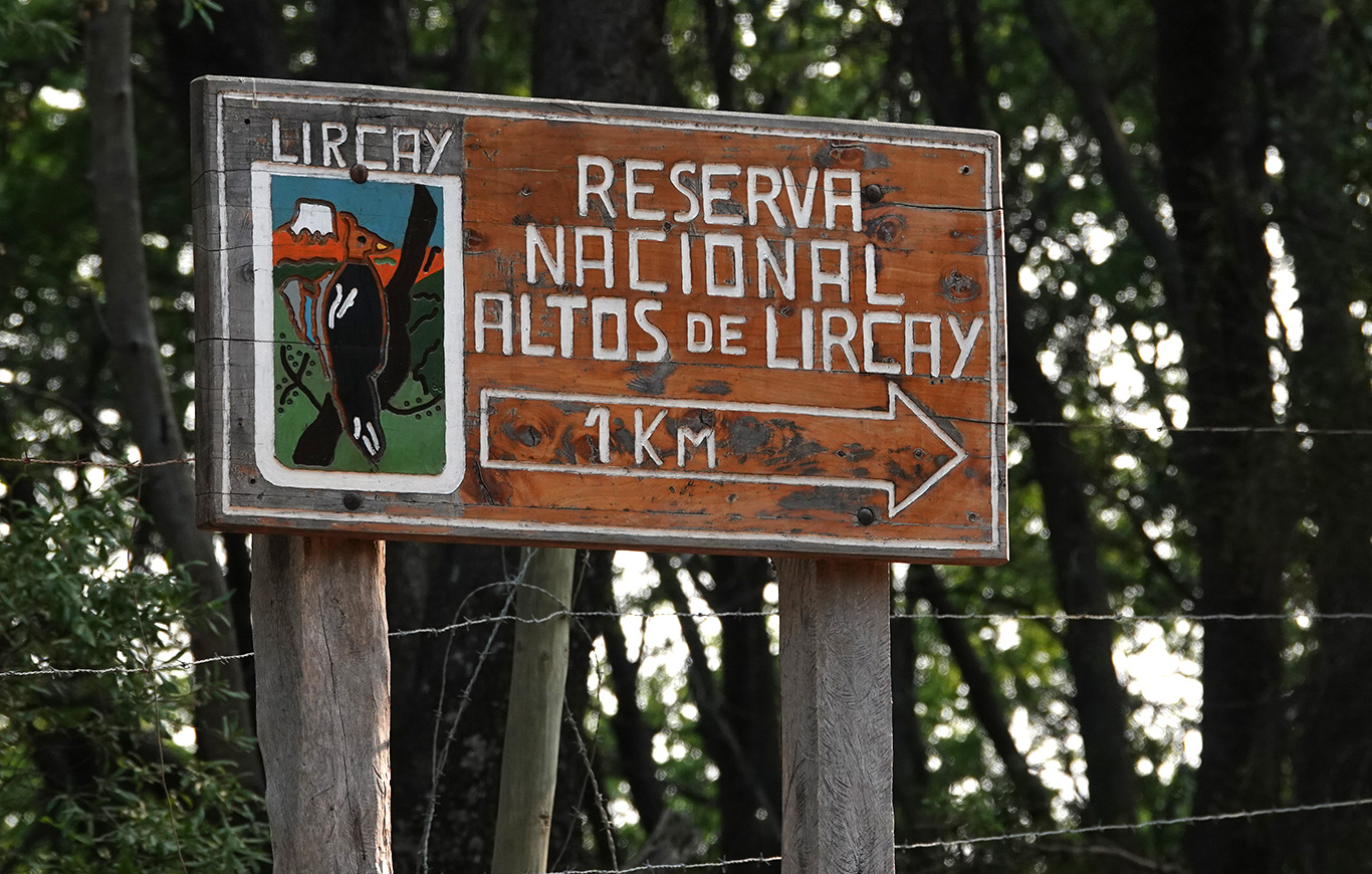  Sign at Altos De Lircay, Altos De Lircay, Chile.